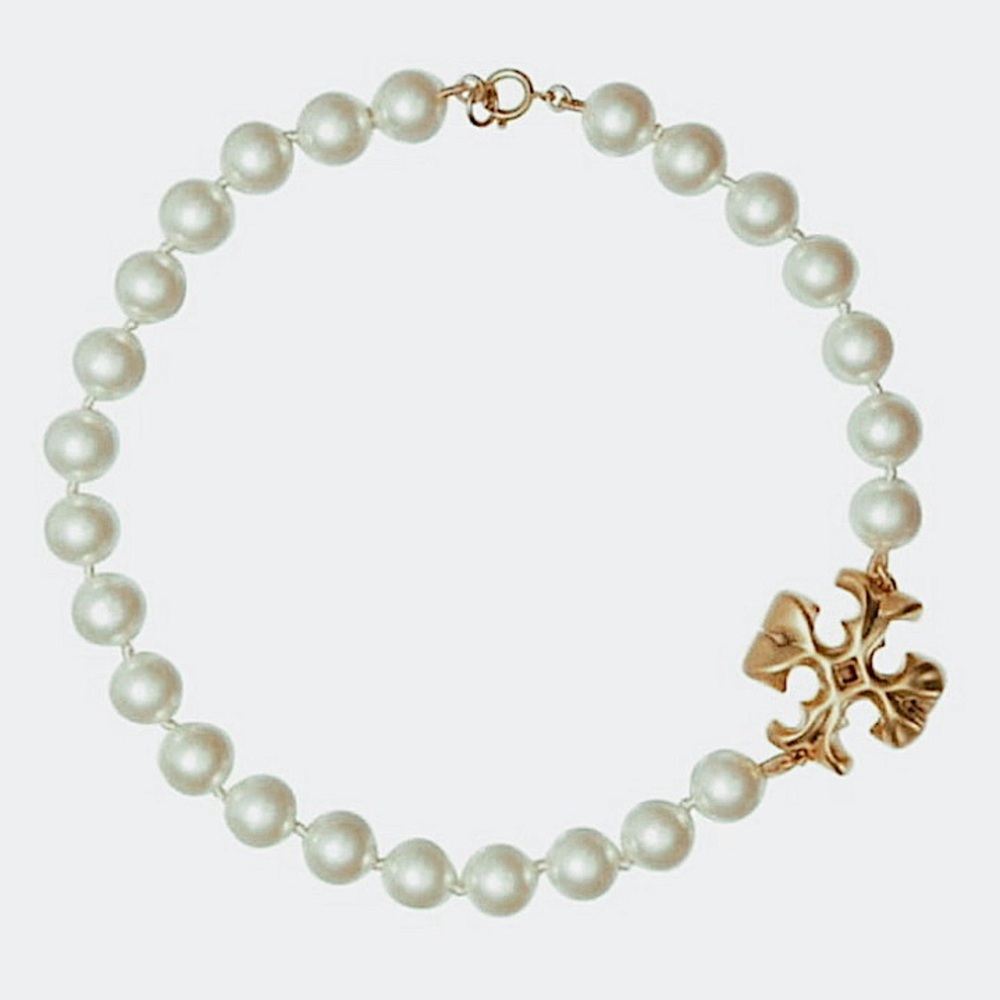 Tory Burch Gold • Roxanne Pearl Logo Necklace